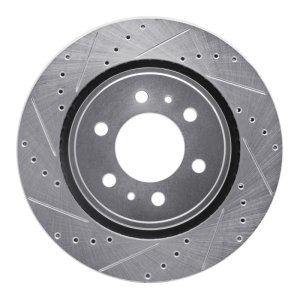 Cadillac XT5 Brake Rotor (1) - Front Left - R1 Concepts - Drilled & Slotted - Silver - `22-`25